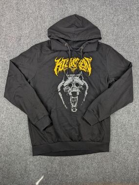 Kill Crew Black Hoodie with Yellow Logo and Gray Wolf Graphic